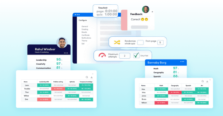 Access in-depth analytics for quiz performance