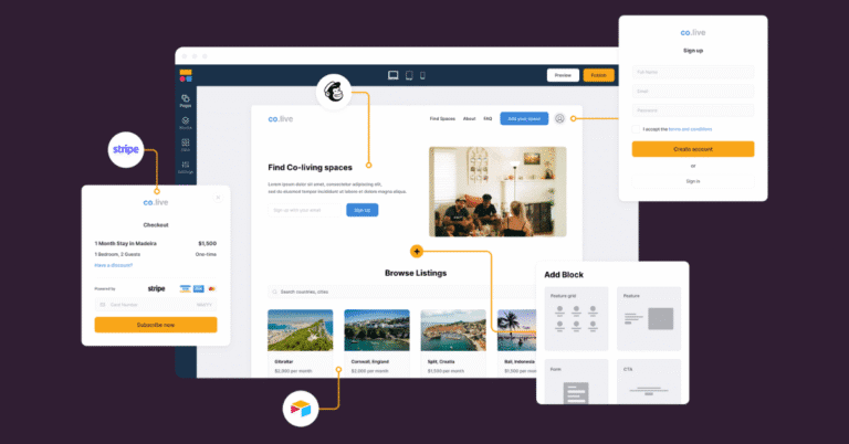 Launch portals using drag-and-drop blocks